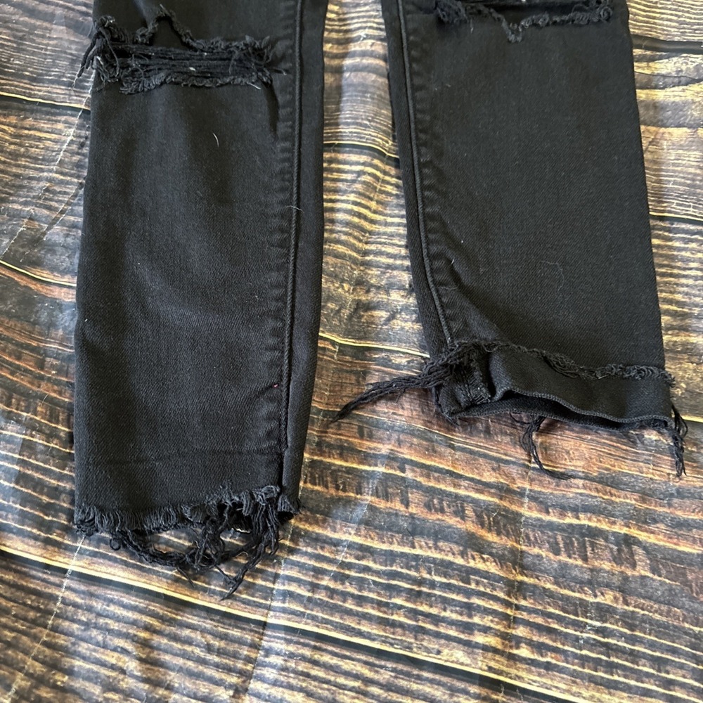 Levis Jeans Womens 25 Black Denim Wedgie Skinny High Rise Button Fly Distressed - Picture 11 of 13